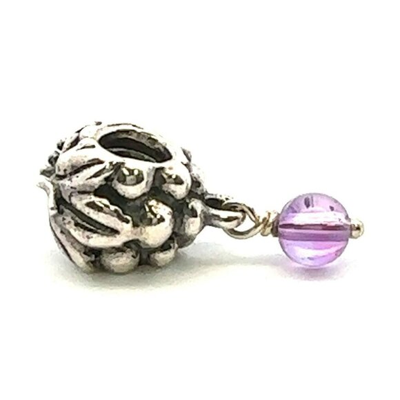 Retired Pandora Sterling Silver 790481 Amethyst Grapes Dangle Charm Bead! 57 - Picture 7 of 10